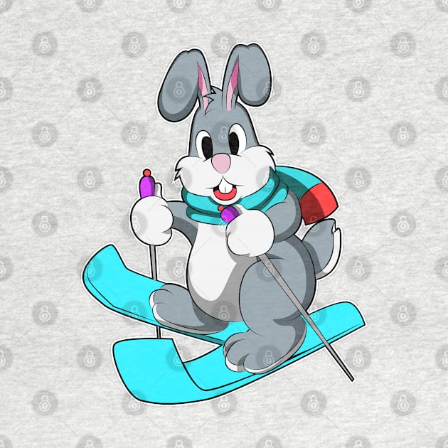 Rabbit as Skier with Skis by Markus Schnabel